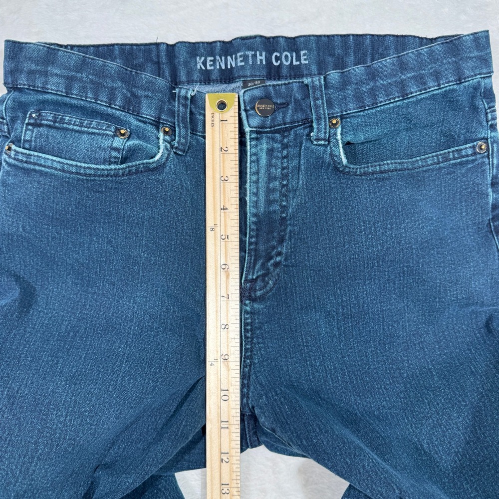 Kenneth Cole Jeans Mens 30x30 Blue Straight Leg Dark Wash Stretch Denim - Picture 5 of 13